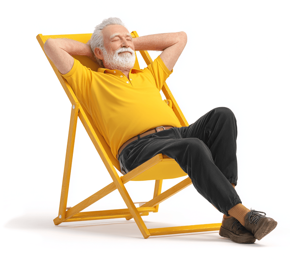 Man relaxing in a deck chair, representing passive lead generation
